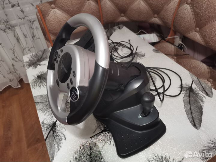 Игровой руль gembird с педалями и коробкой передач