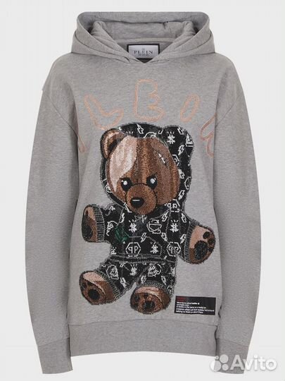 Худи хлопковое с принтом Philipp Plein