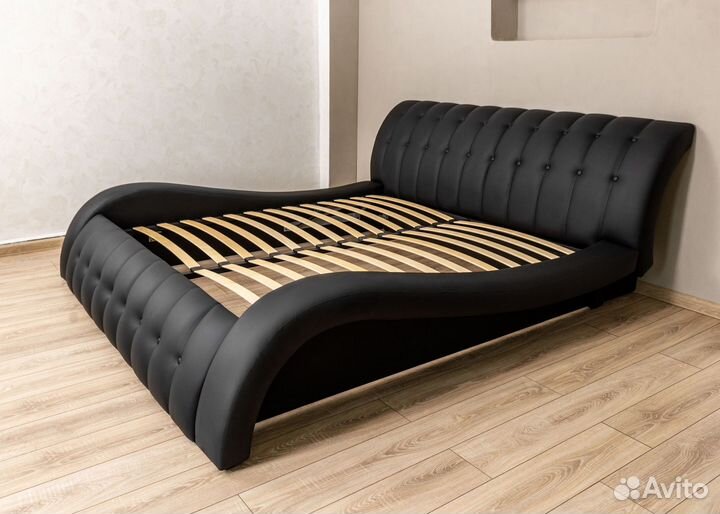 Кровать 200х200 черный экокожа мадрид