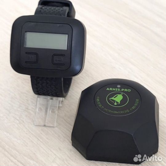 Кнопка вызова официанта Бургер черный и часы