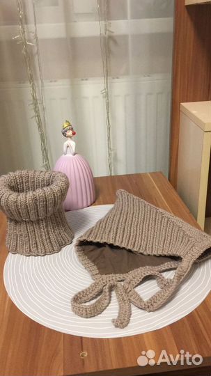 Детский демисезон комплект шапка гном и снуд