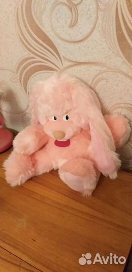 Плюшевый Заяц розовый. В сидячем виде 32 см