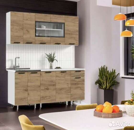 Кухня 1.8 метра рио в цвете крафт
