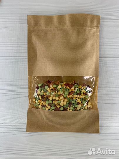 Пакеты Дой пак - крафт рифленный с окошком 40мм