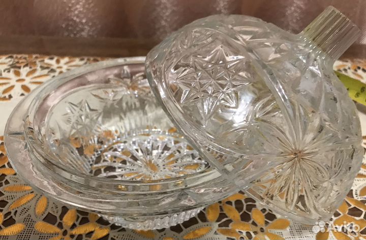 Ваза для кофет/ сахара/ варенья/ хрусталь