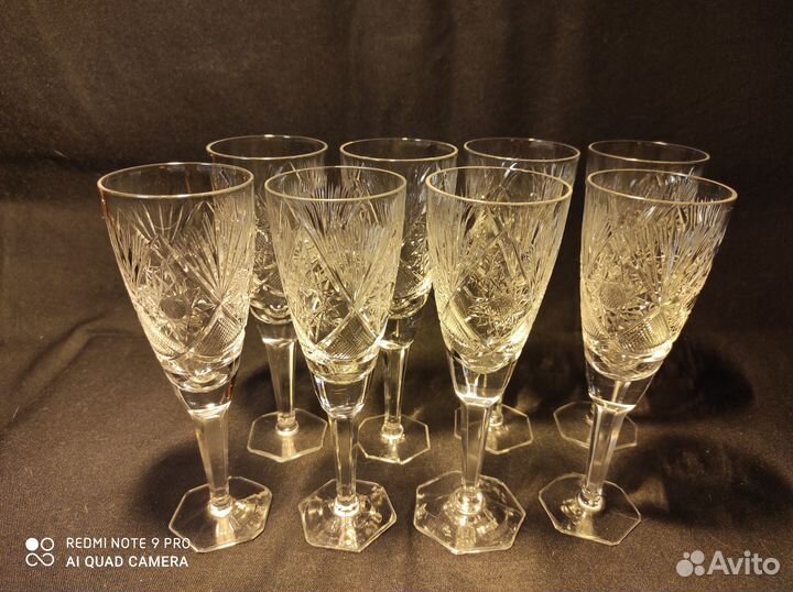 Фужеры СССР, хрусталь, поющие, 8 шт