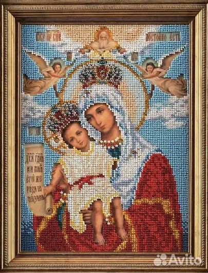 Икона Богородица «Неувядаемый цвет» бисером