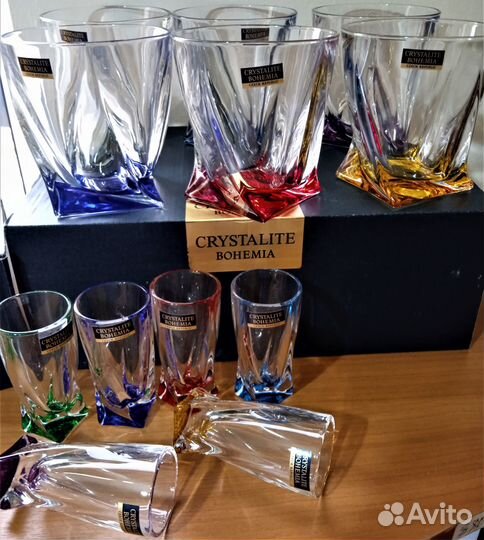 Набор стопок Квадро Ассорти.Богемия Чехия