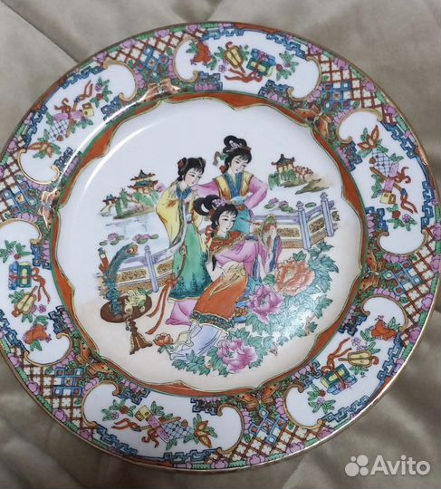 Драгоценный фарфор тарелка ручная роспись винтаж