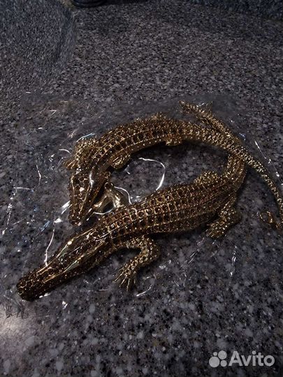 Ожерелье чокер крокодилы стразовые золотые