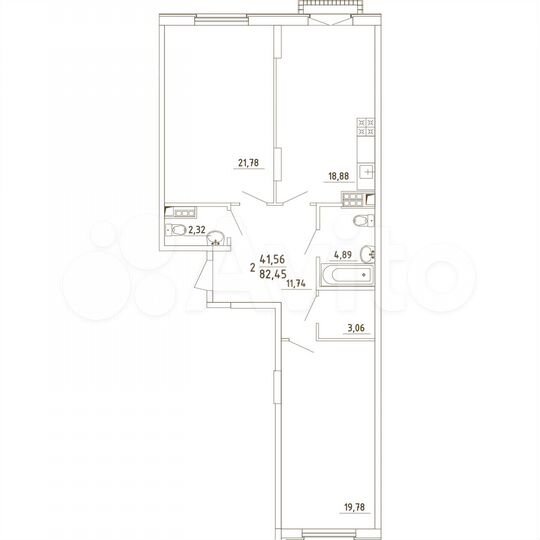 2-к. квартира, 82,5 м², 3/4 эт.