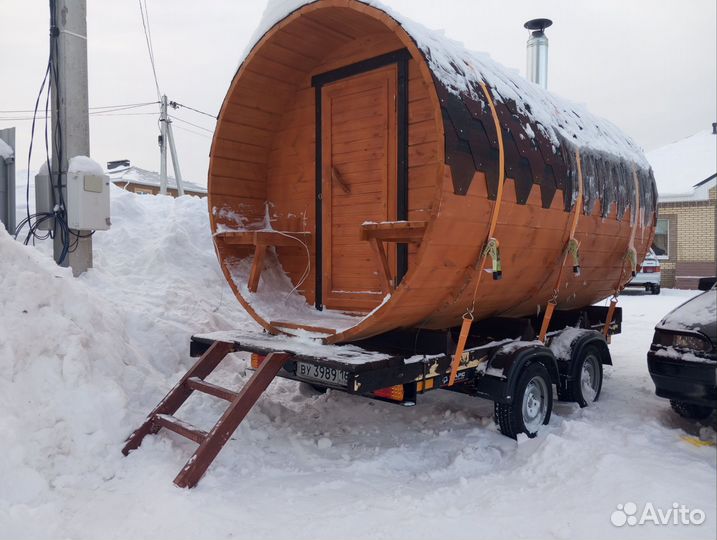 Баня бочка в аренду на прицепе