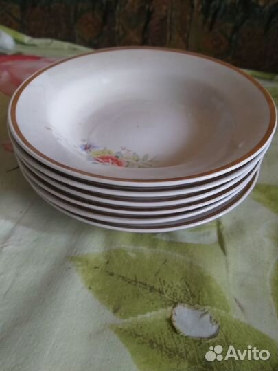 Тарелки глубокие, набор, 6 штук, диаметр 24 см