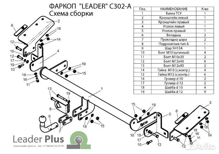 Фаркоп для Ситроен Берлинго L1