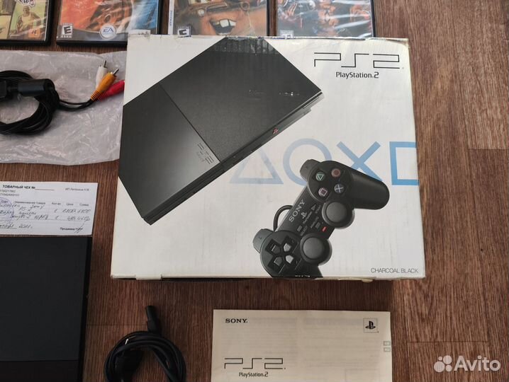 Sony PS2 Super Slim Прошитая, Коробка, 10 Дисков