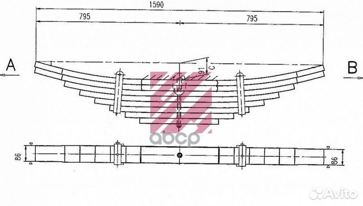 Рессора Scania 8 лист 30x90x240(795+795) зад