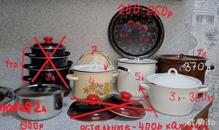 Кастрюли эмалированные-1, 2, 3л Советское качество