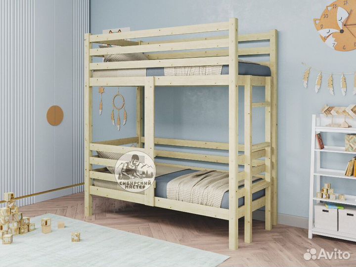 Двухъярусная детская кровать из дерева