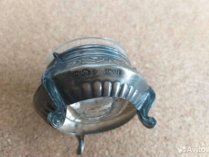 Солонка мельхиор + ложечка серебро 875