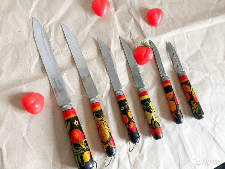 Набор кухонных ножей СССР хохлома