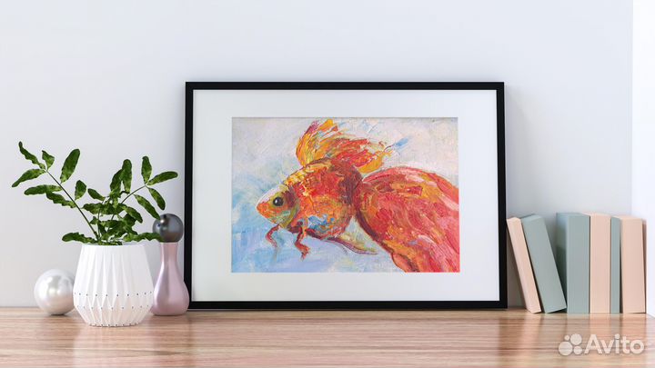 Картина Золотая рыбка 18х24см. Масло