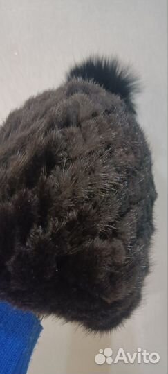 Шапка норковая вязаная