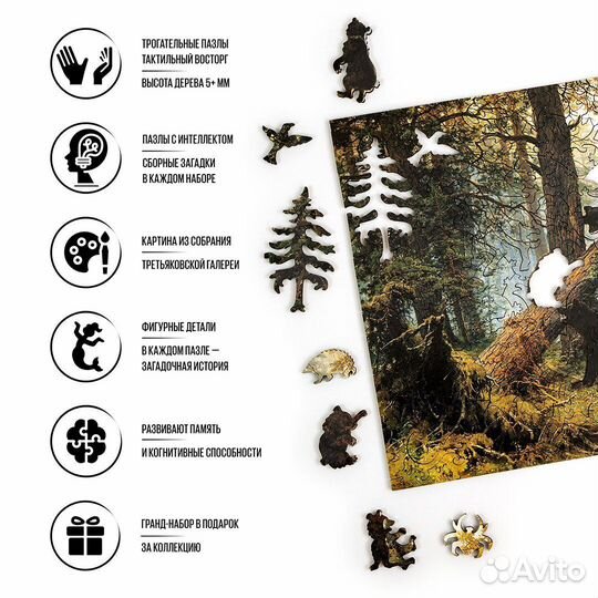 Деревянный пазл Утро в сосновом лесу (davici)