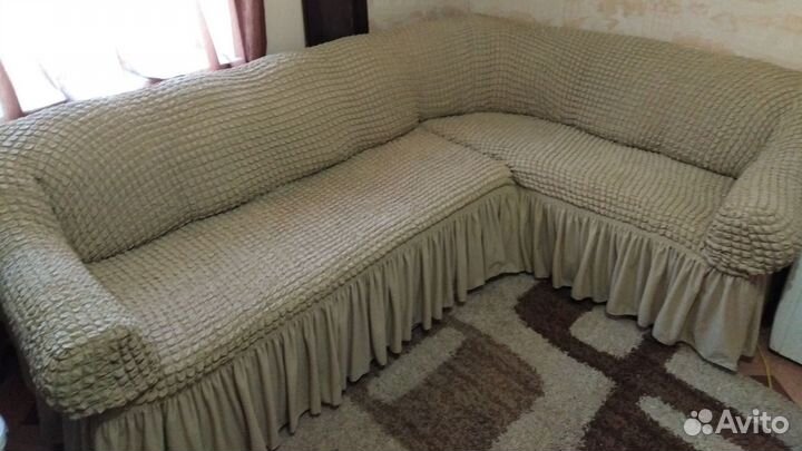 Накидка чехол на угловой диван и кресло