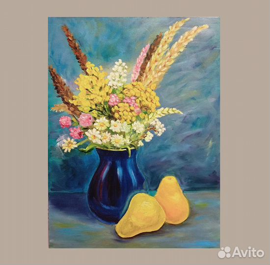 Картина маслом 30*40 см. Цветы. Осень