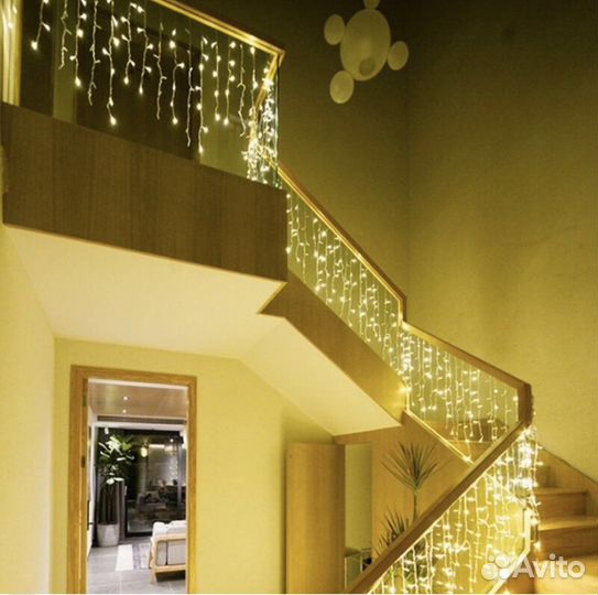 Гирлянда уличная бахрома 6м желтая