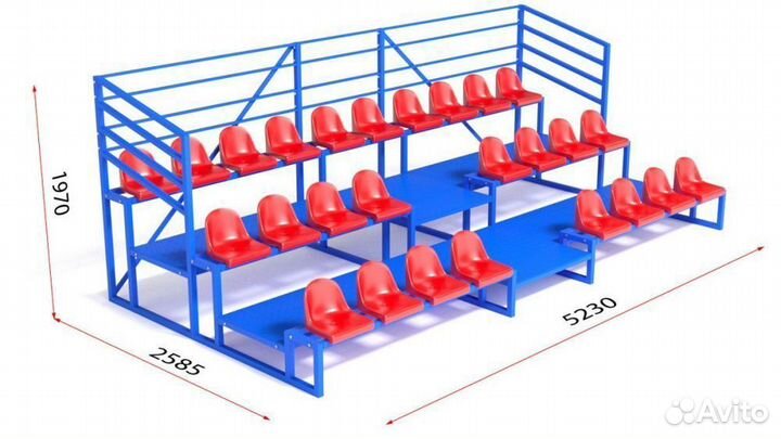 Трибуна, трехрядная, с ограждением 20.008
