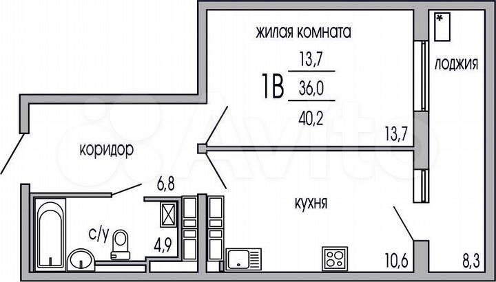 1-к. квартира, 39,9 м², 9/18 эт.