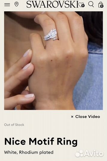 Новое Swarovski кольцо Nice 55 оригинал