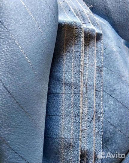 Ткань СССР. Шёлк. Белый и голубой. Винтаж