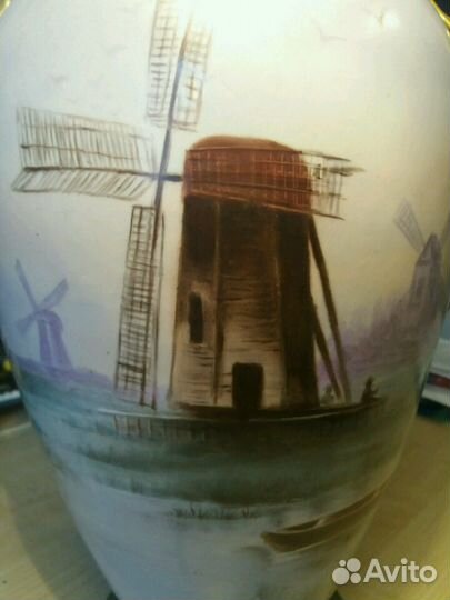 Ваза антикварная керамическая с росписью