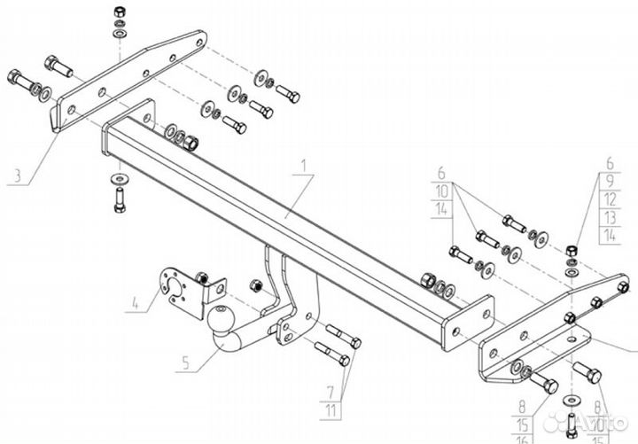 JW 03 Фаркоп Avtos JW 03 Jeep Grand Cherokee 04.20