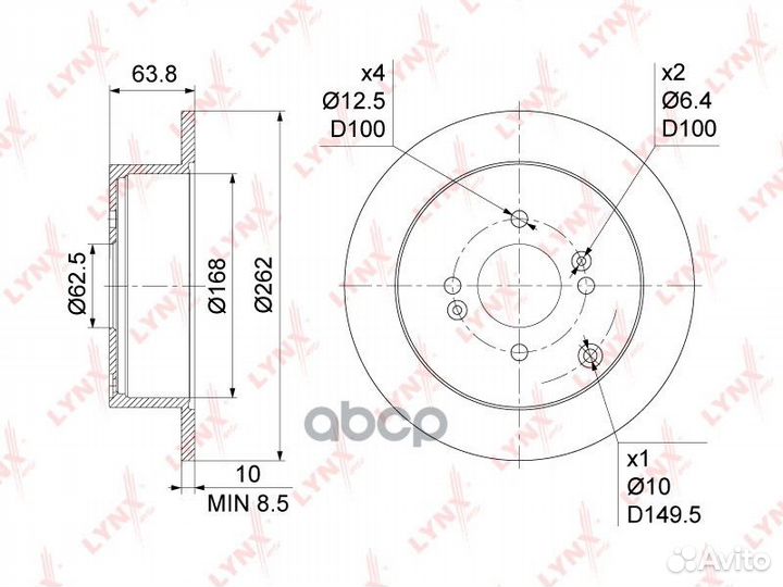 Диск тормозной зад BN1049 lynxauto