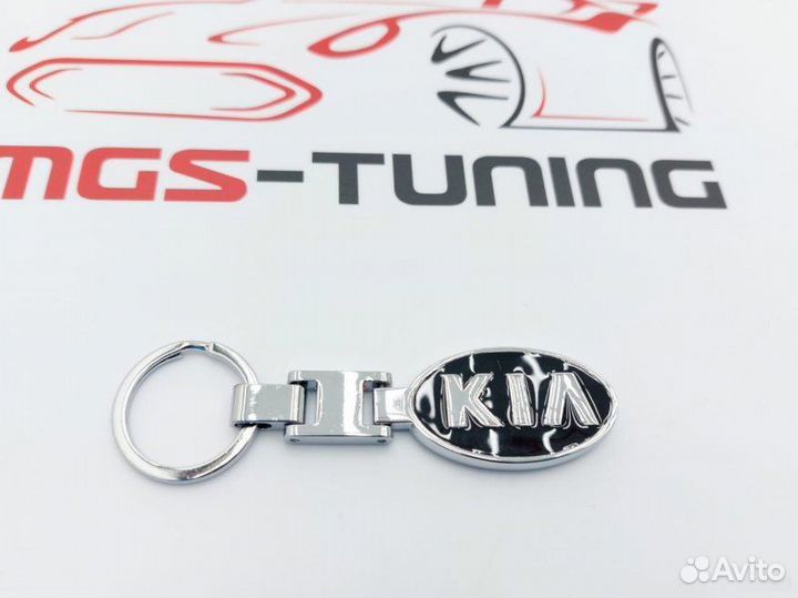 Брелок Kia овальный металлический черный