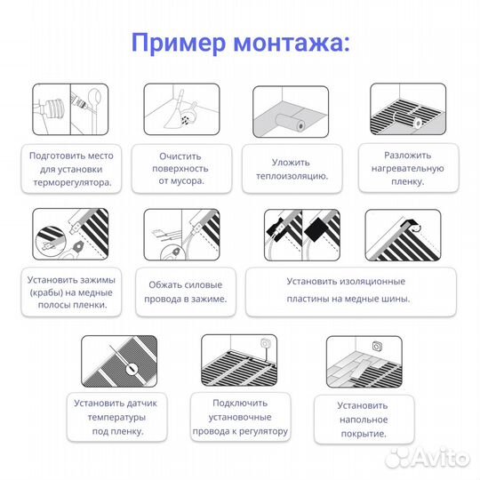 Теплый пол пленочный 0.5 м2, 1 м х 50см, комплект