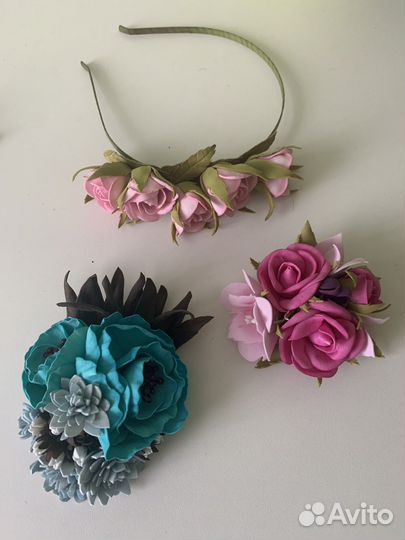 Заколка брошки ободок ручная работа