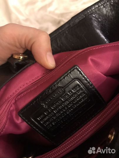 Сумка чёрная кожаная Coach