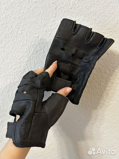 Перчатки - митенки кожа