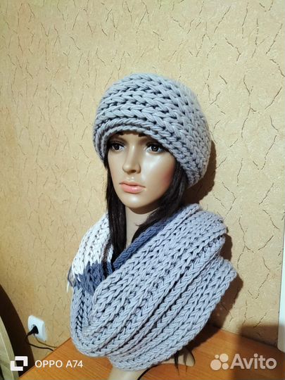 Комплект шапка и снуд женский