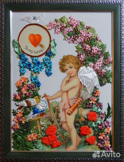 Картины лентами - Девочка Лето, Гортензия, Букет