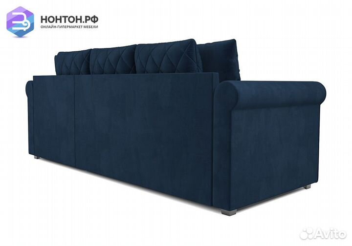 Угловой диван дельфин Берлин велюр темно-синий