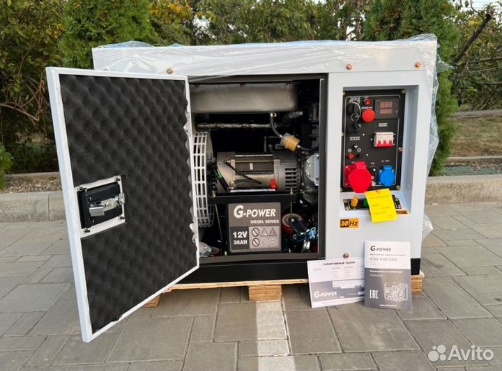 Дизельный генератор 12 кВт g-power трехфазный