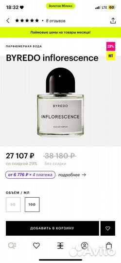 Парфюмерная вода byredo