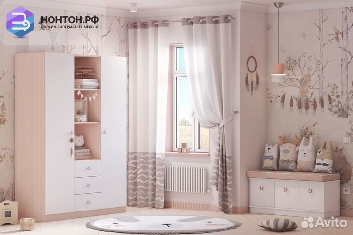 Шкаф трехсекционный Polini kids Simple дуб пастель