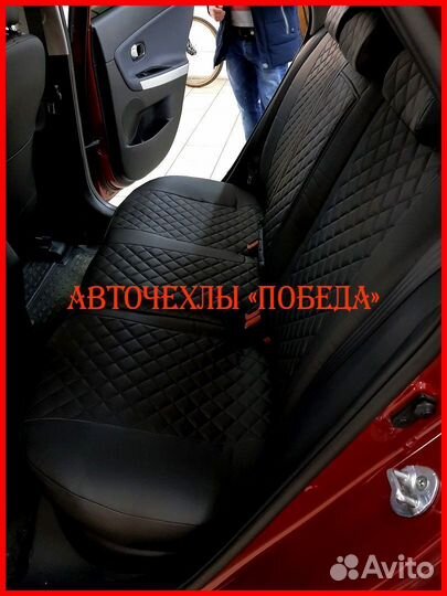 Чехлы Kia Ceed 2 из экокожи чёрные Ромб