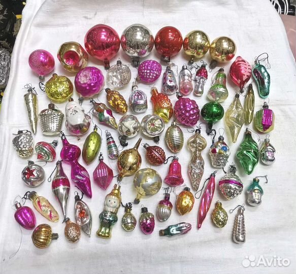 Ёлочные игрушки 64 штуки Разные СССР